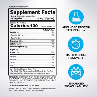 Hydro HD Supplement Facts. Values may vary by flavor